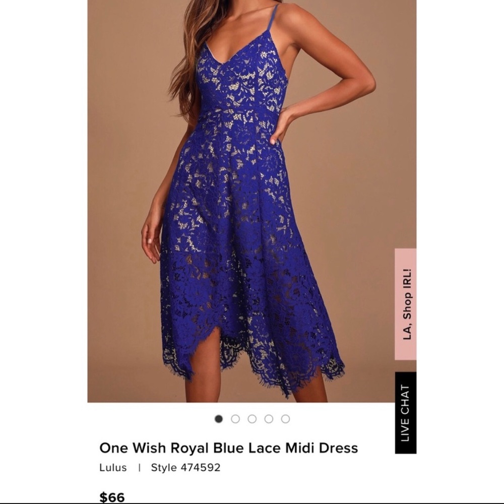 One Wish Royal Blue Lace Midi Dress